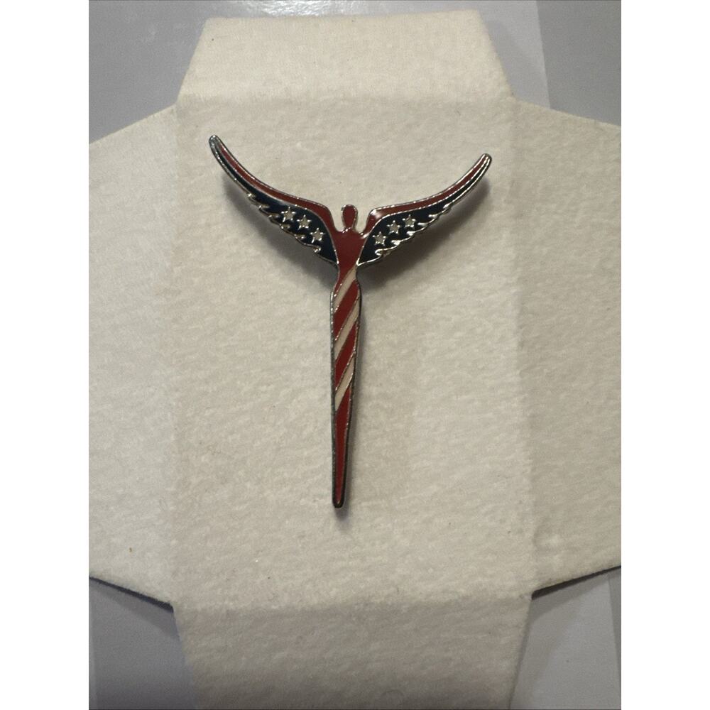 LAVAGGI American Angel Pin Patriotic Red White Blue Stars Stripes